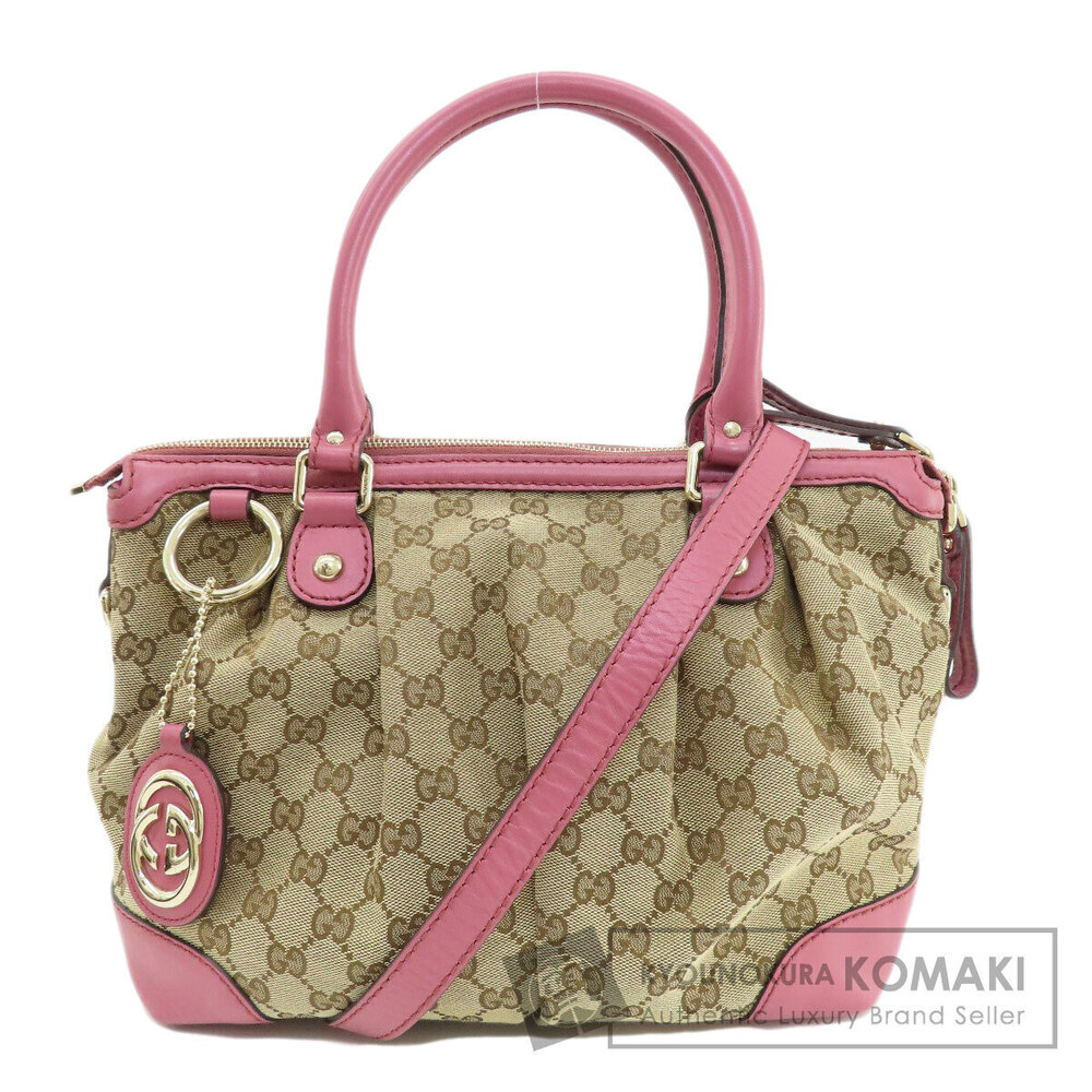 Gucci Sukey 2Way Handbag Beige Pink Canvas